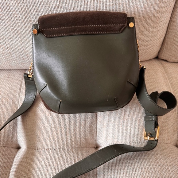 SANDRO Paris Bonnie Leather & Suede Crossbody Bag - Olive - Picture 4 of 10